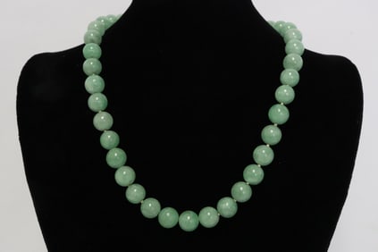 jadeite bead necklace with 14K Y/G ball clasp