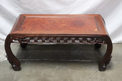 Chinese antique rosewood & burl walnut low table