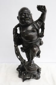 Large Chinese 19th/20th c. rosewood carved deity