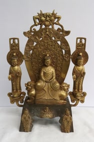 Large Chinese gilt bronze sculpture of deity