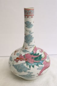 Fine famille rose porcelain bottle vase