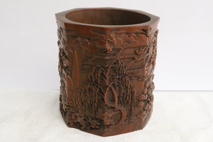 Chinese octagonal bamboo brush holder