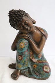 Chinese cloisonne bronze sculpture of deity