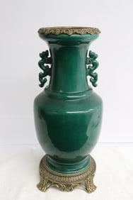 Chinese porcelain handled vase with bronze mount