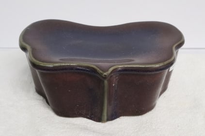 Unusual Chinese purple glazed porcelain pillow
