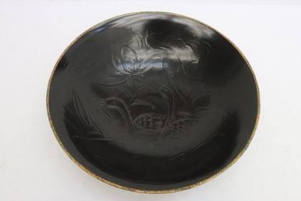 Large Chinese brown glazed porcelain bowl