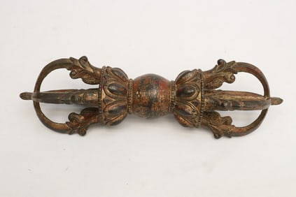 Large tibetan bronze religious relic