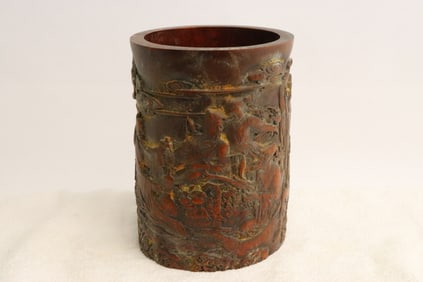 Fine bamboo carved brush holder