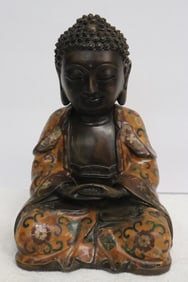 Fine Chinese cloisonne bronze sculpture of deity