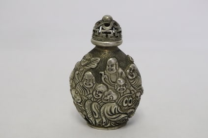 White bronze snuff bottle
