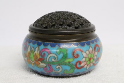 Bronze cloisonne covered censer