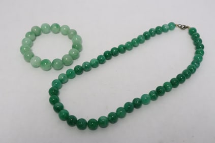 jadeite like bead necklace, & jadeite like bead bracelet