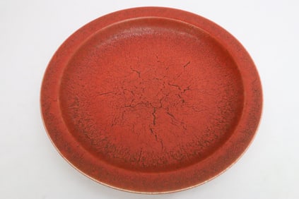 Chinese red glazed porcelain charger