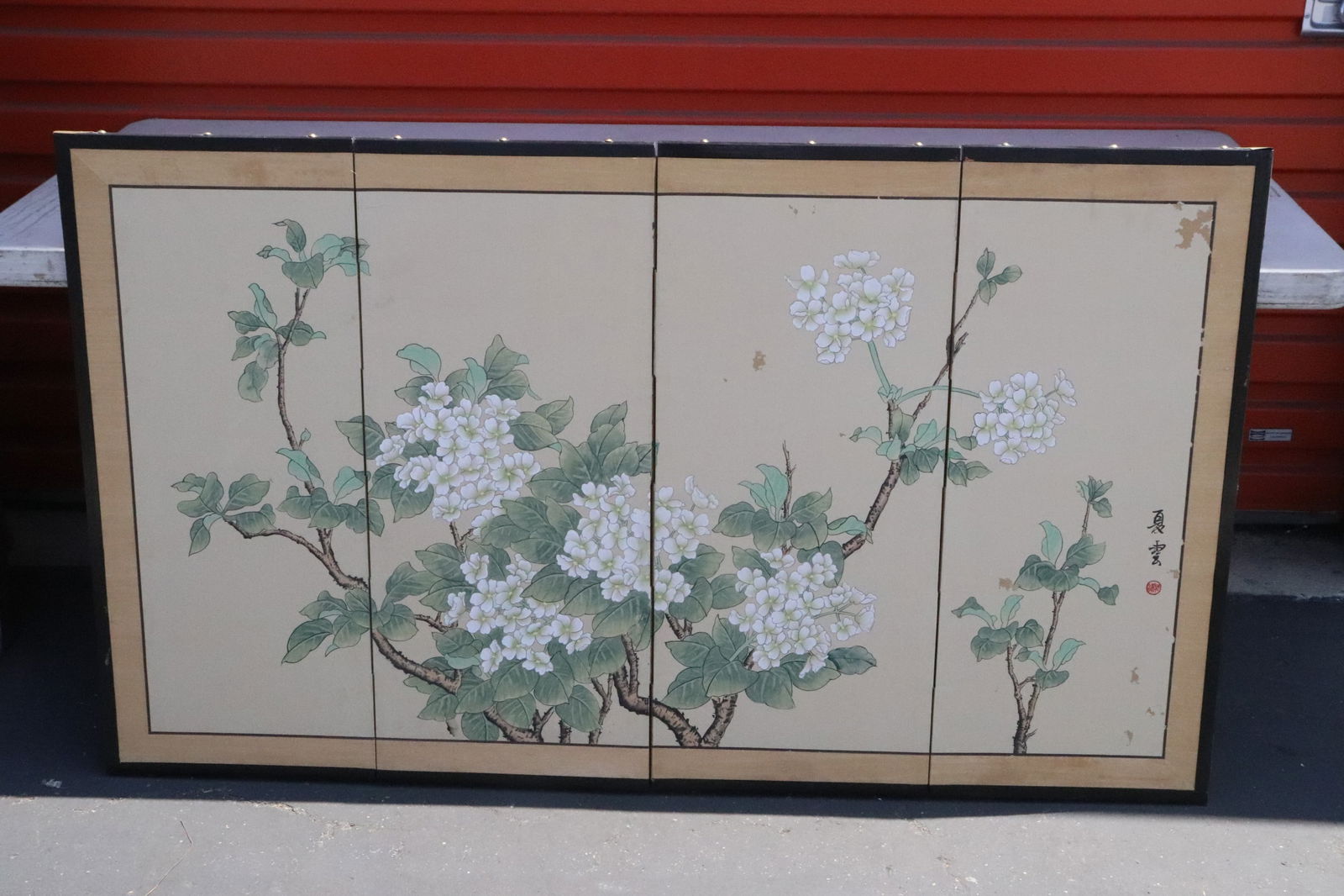 4-panel room divider with watercolor (1 of 8)