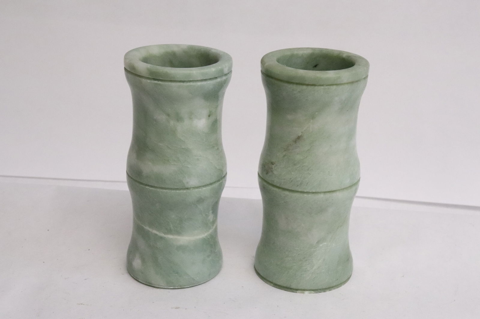 2 jade like stone carved vases (1 of 8)