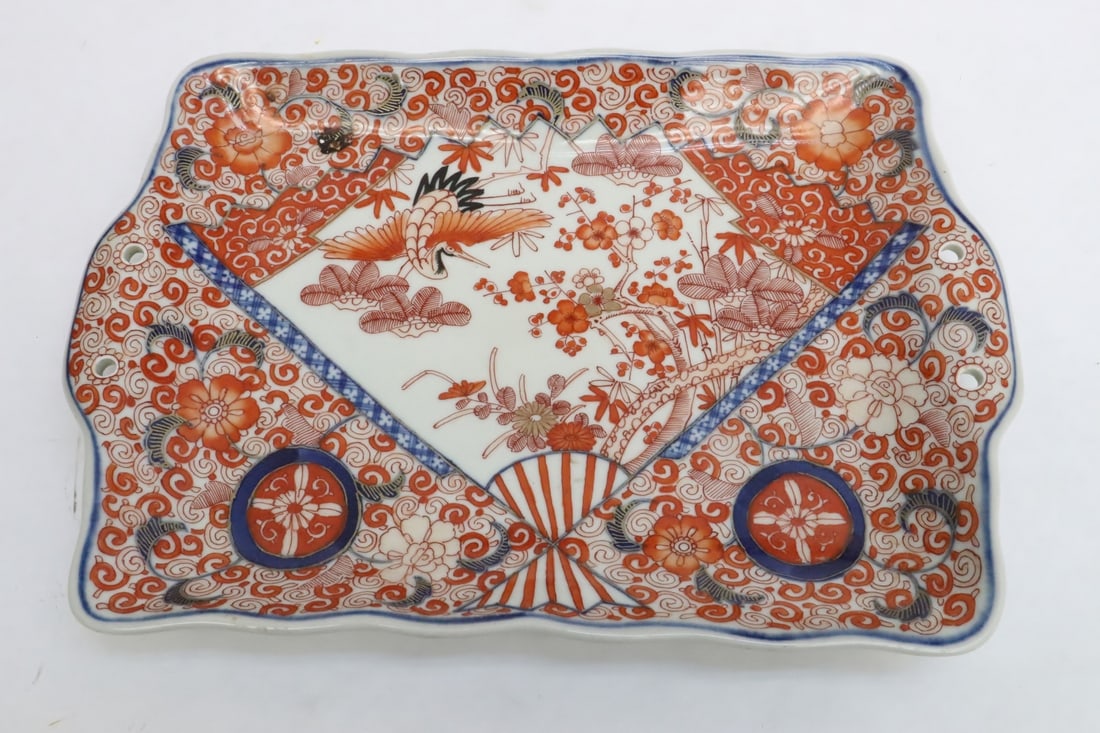 Antique Japanese kutani rectangular plate (1 of 8)