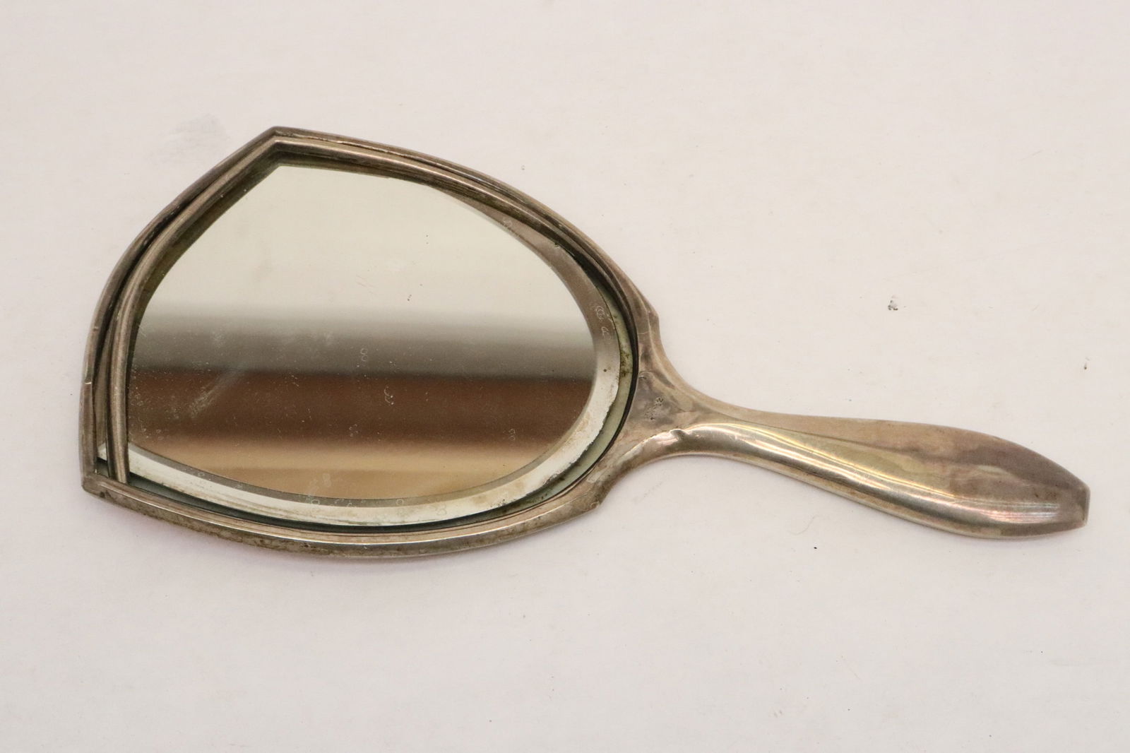 French Guilloche enamel on sterling hand mirror (1 of 5)