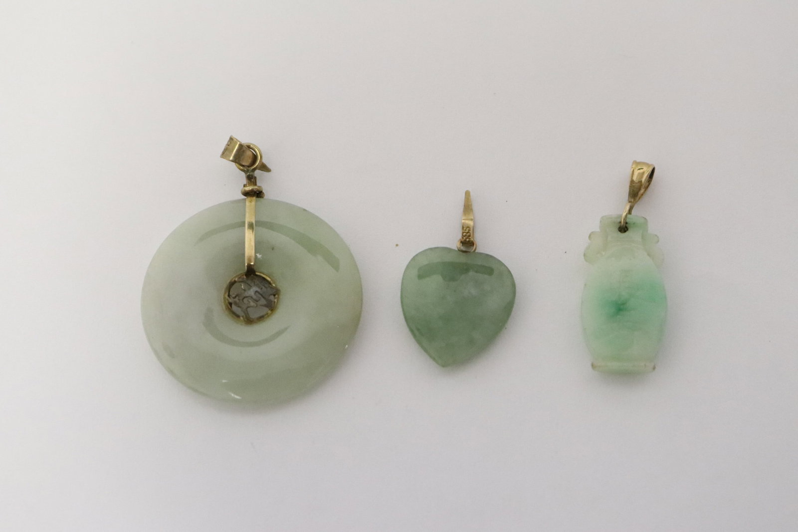 Three 14K jadeite pendants (1 of 10)
