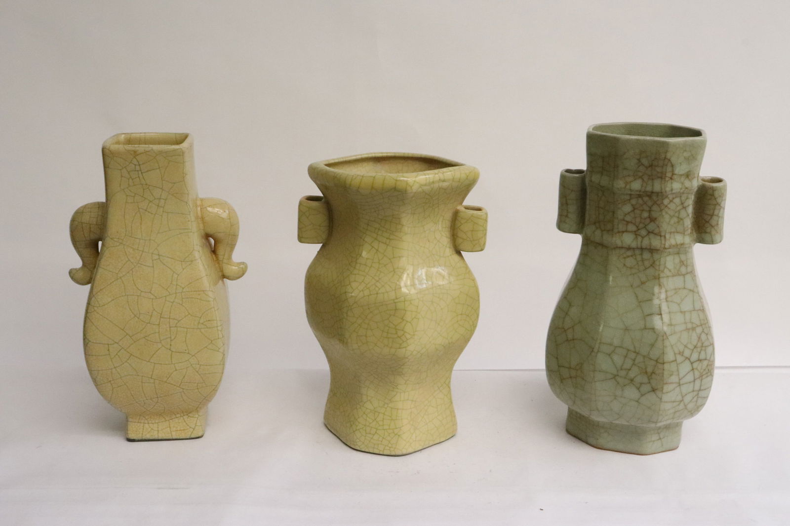 3 Song style crackleware handled vases (1 of 11)