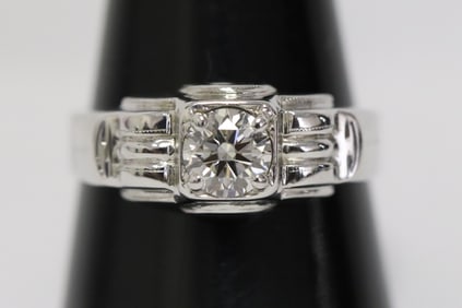 14K W/G deco diamond ring