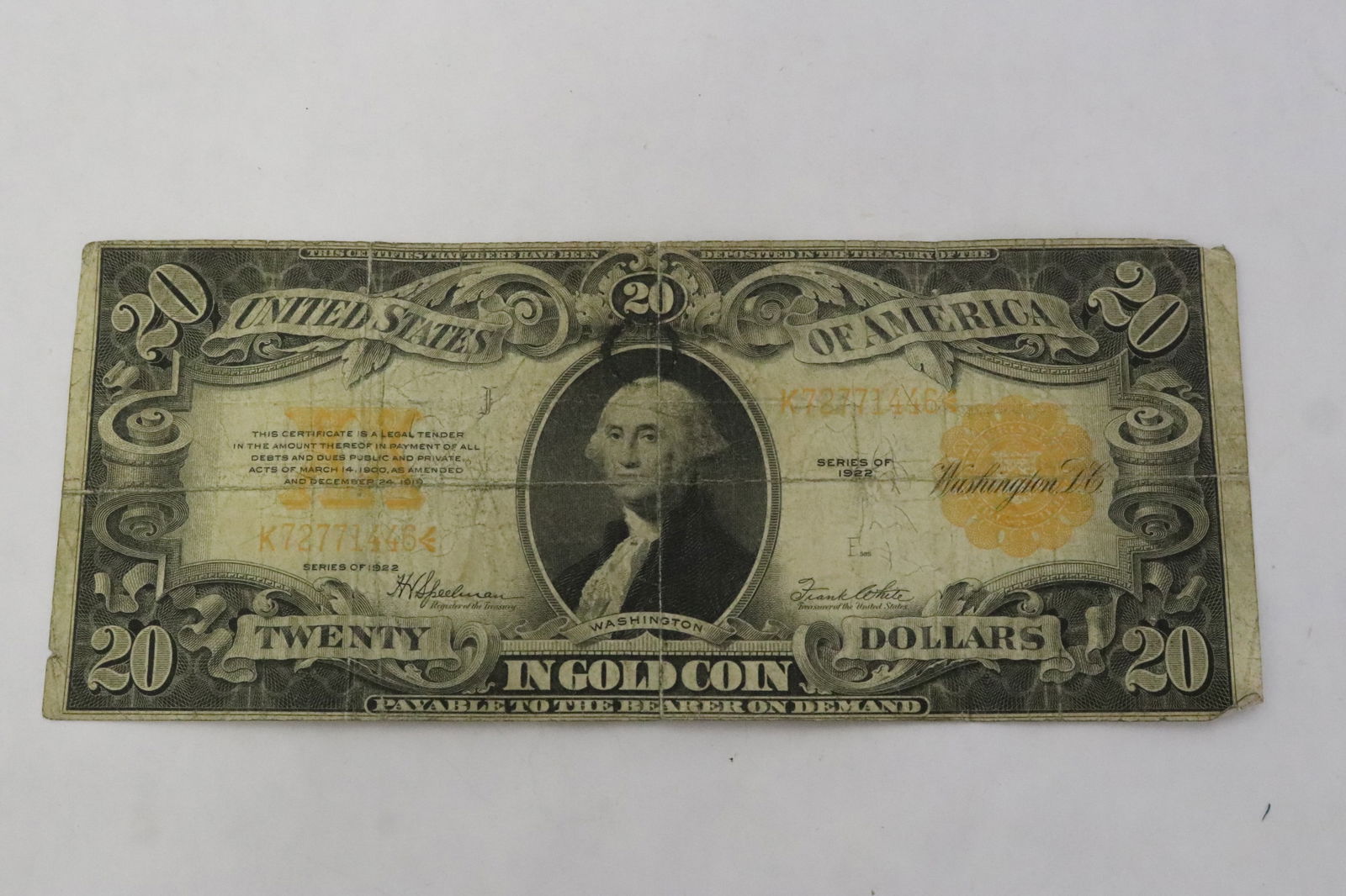 US 1922 series $20 gold certificate (1 of 9)