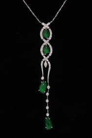 18K jadeite diamond pendant w/ necklace & GIA certificate