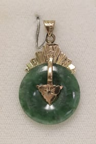 14K Y/G jadeite disc