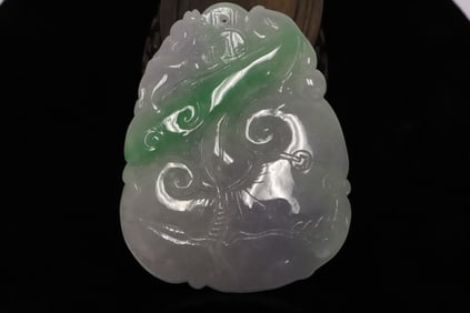 Large green and lavender jadeite pendant
