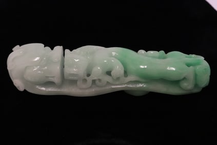 A jadeite carved dragon belt buckle