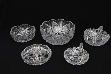 5 piece American brilliant cut crystal articles