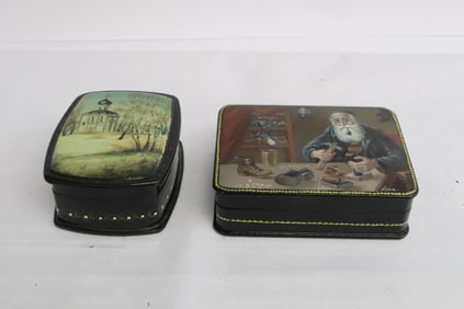 2 hand painted Russian lacquer boxes