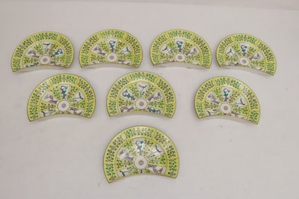 8 rare Herend yellow dynasty crescent dish