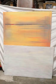 2 unframed o/c abstract painting, anonymous
