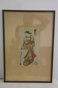Framed vintage Japanese woodblock print