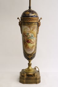 Antique Sevres porcelain vase, made as lamp