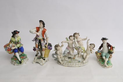 4 European vintage porcelain figures
