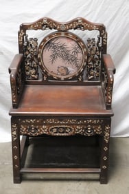 Chinese 19th c. rosewood armchair wi/ MOP inlaid