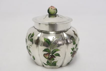 Antique Chinese enamel on silver box, wt. 90gm