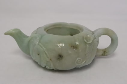Chinese 19th century jadeite carved teapot
