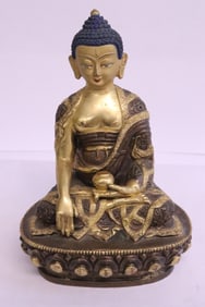 Chinese vintage parcel gilt bronze sculpture of deity