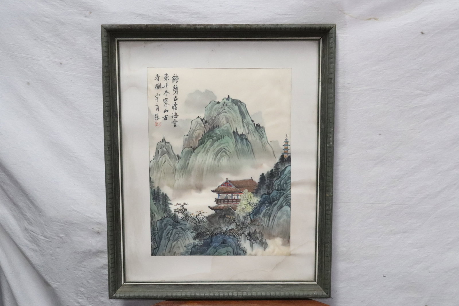 Chinese 19th/20th c. framed watercolor on silk panel (1 of 8)
