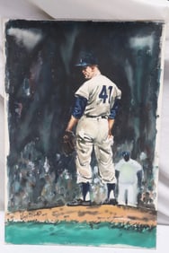 Peter Hamlett, oil on panel "baseball player", dated