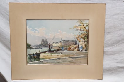 Nicolas Markovitch, w/c "river scene", signed Marc