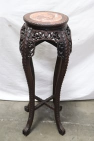 Chinese marble top rosewood pedestal stand