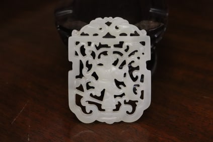 Chinese 18th/19th century white jade carved plaque