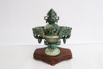 Chinese jade carved censer