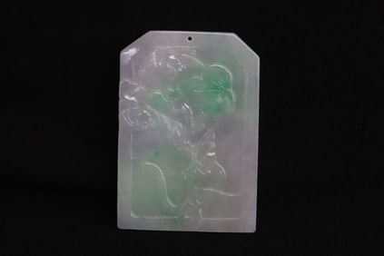Lavender and apple green jadeite plaque