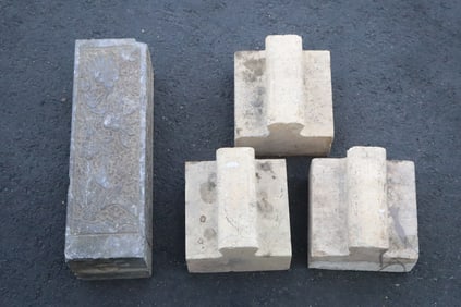 3 stone carved handled ?, & a stone carved column