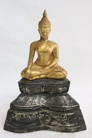 18t/19th c. Thai 18K-22K gold & silver shell of deity