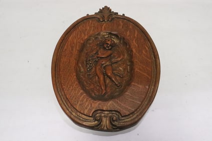 19th century European wood wall plaque